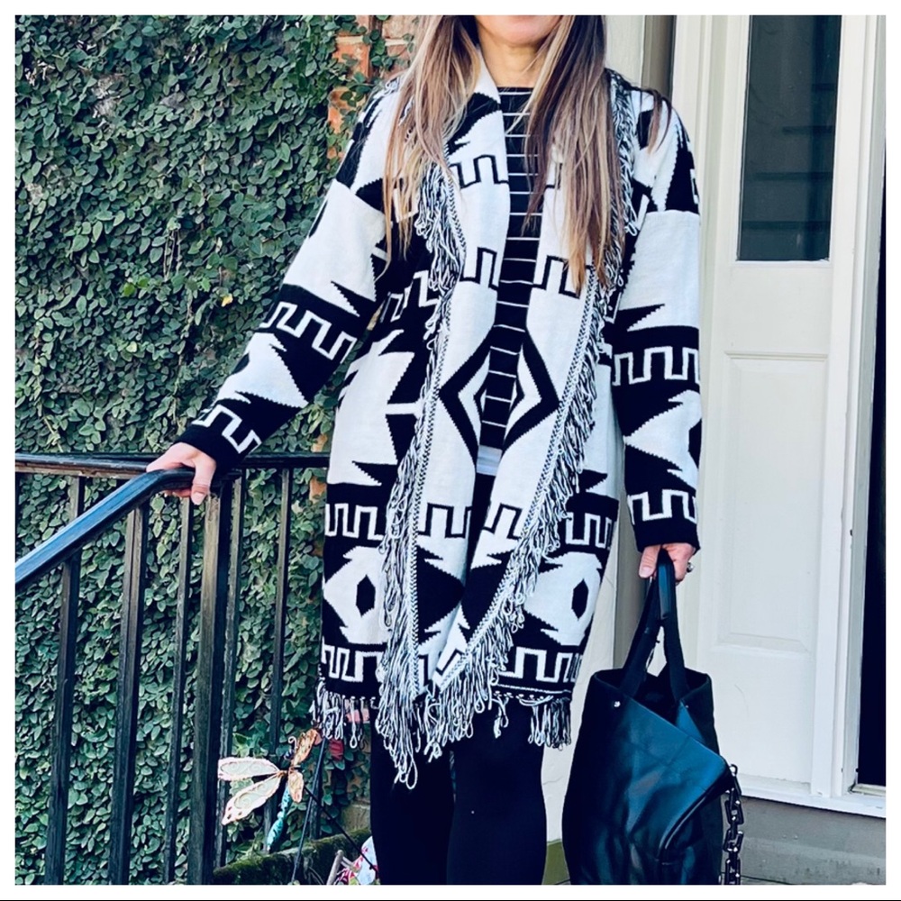 Made in Italy most Fabulous fringe sweater jacket Boho cardigan - Picture 2 of 7